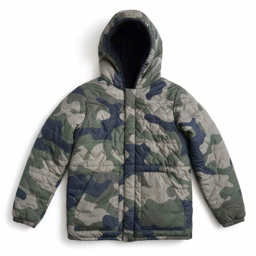Columbia Reversible Camo Puffer Sherpa Fleece Jacket Kids XL